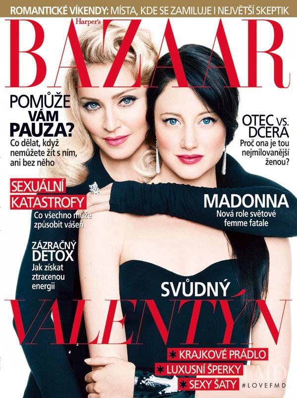 Madonna, Andrea Riseborough featured on the Harper\'s Bazaar Czech cover from February 2012