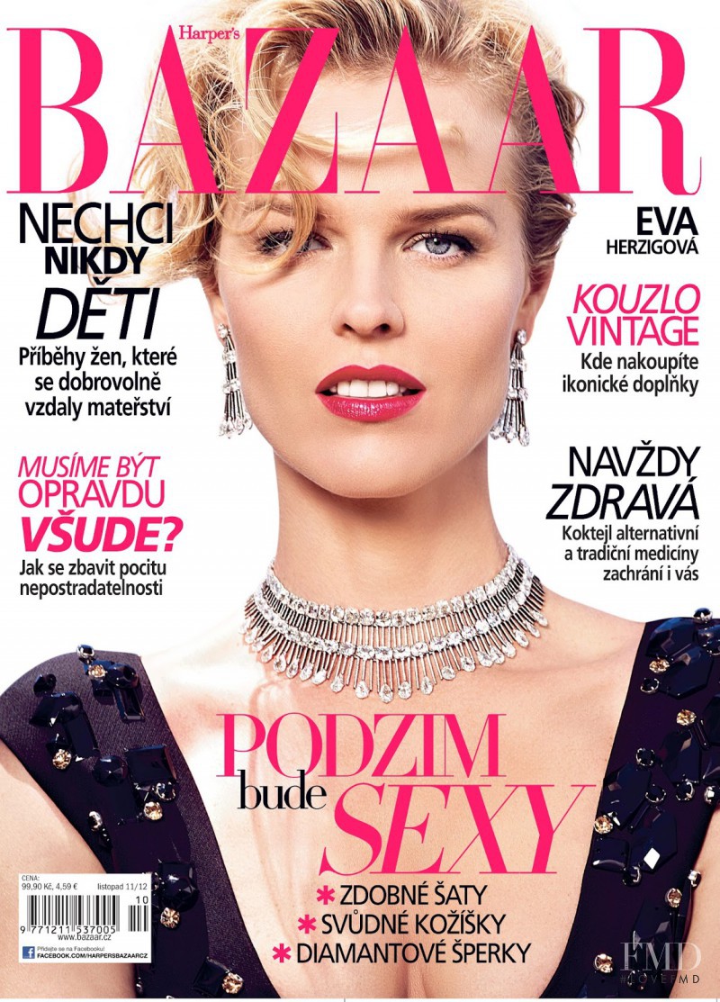 Eva Herzigova featured on the Harper\'s Bazaar Czech cover from November 2012
