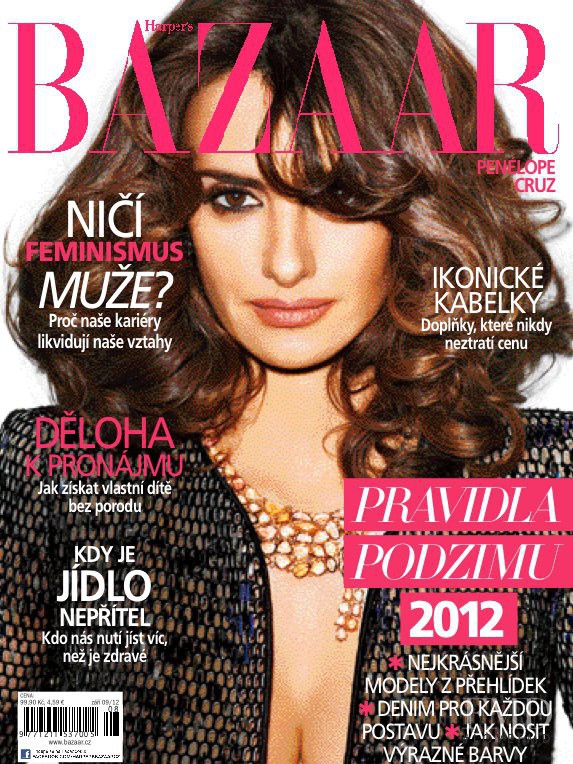 Penélope Cruz featured on the Harper\'s Bazaar Czech cover from September 2012