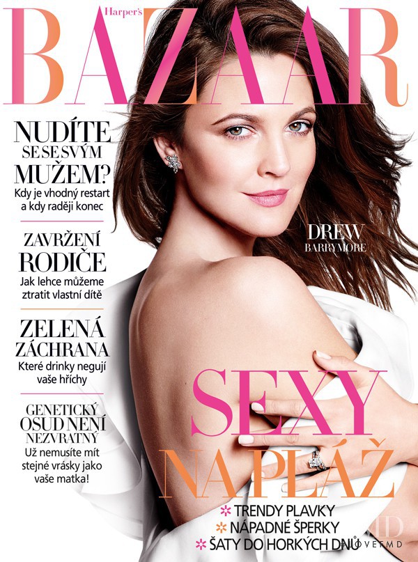Drew Barrymore featured on the Harper\'s Bazaar Czech cover from June 2013