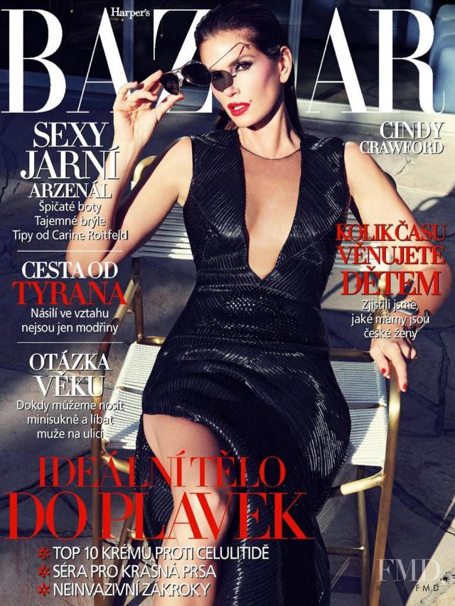 Cindy Crawford featured on the Harper\'s Bazaar Czech cover from May 2013
