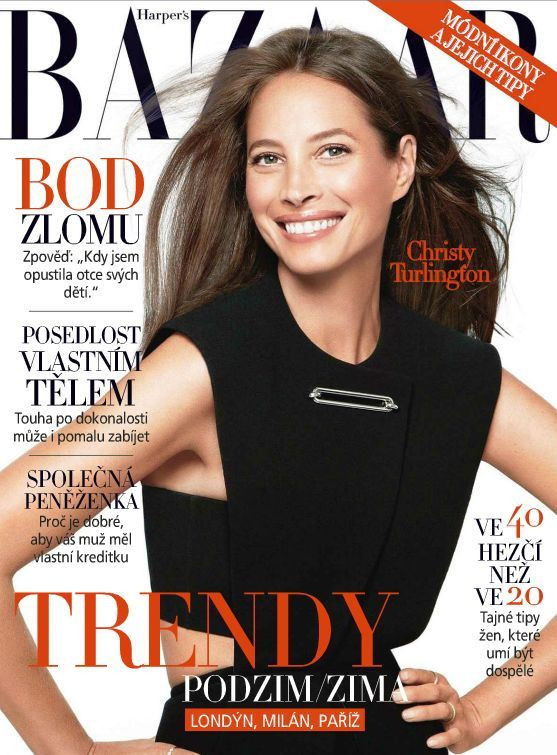 Christy Turlington featured on the Harper\'s Bazaar Czech cover from September 2013