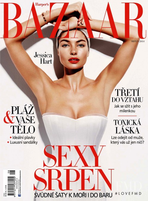 Jessica Hart featured on the Harper\'s Bazaar Czech cover from August 2014