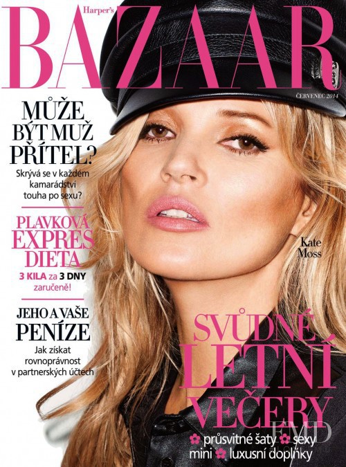 Kate Moss featured on the Harper\'s Bazaar Czech cover from July 2014