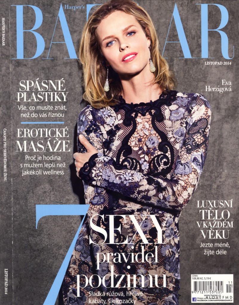 Eva Herzigova featured on the Harper\'s Bazaar Czech cover from November 2014