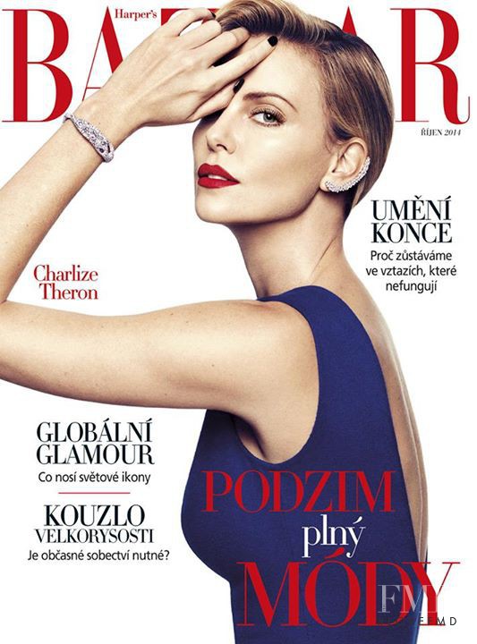 Charlize Theron featured on the Harper\'s Bazaar Czech cover from October 2014