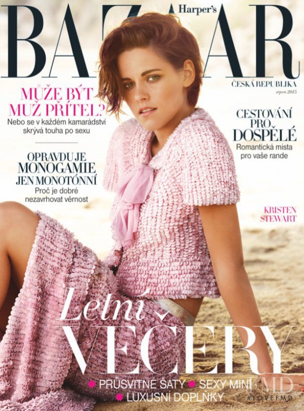 Kristen Stewart featured on the Harper\'s Bazaar Czech cover from August 2015
