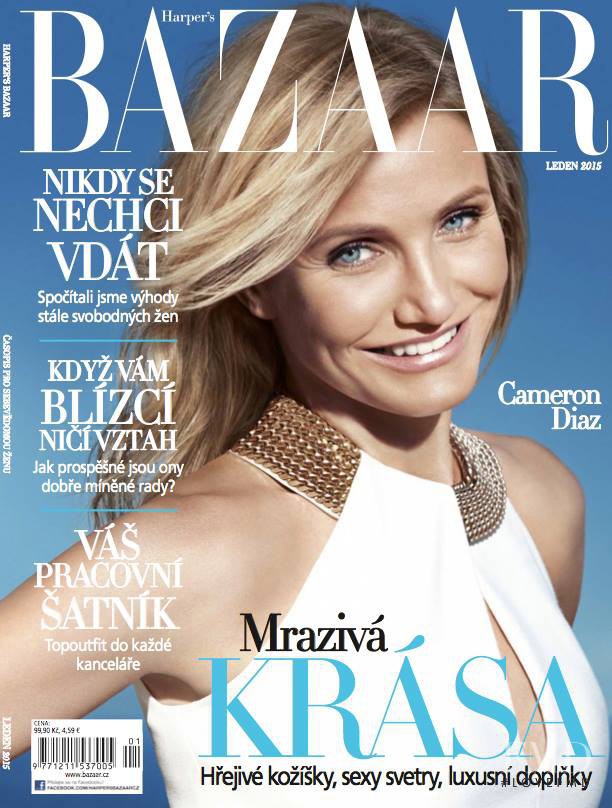 Cameron Diaz featured on the Harper\'s Bazaar Czech cover from January 2015
