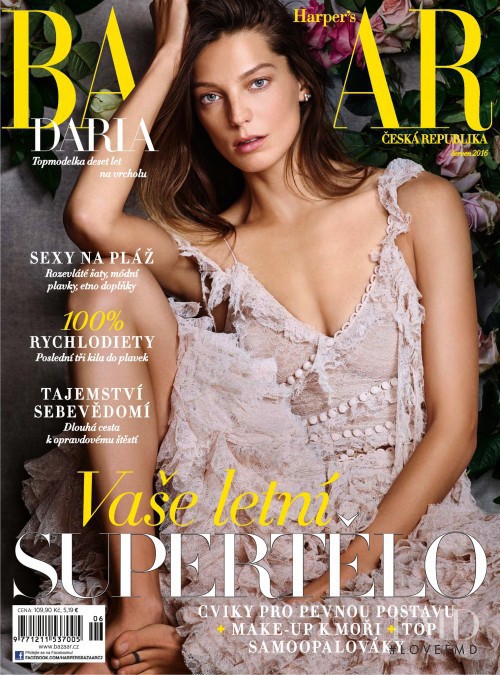 Daria Werbowy featured on the Harper\'s Bazaar Czech cover from June 2016