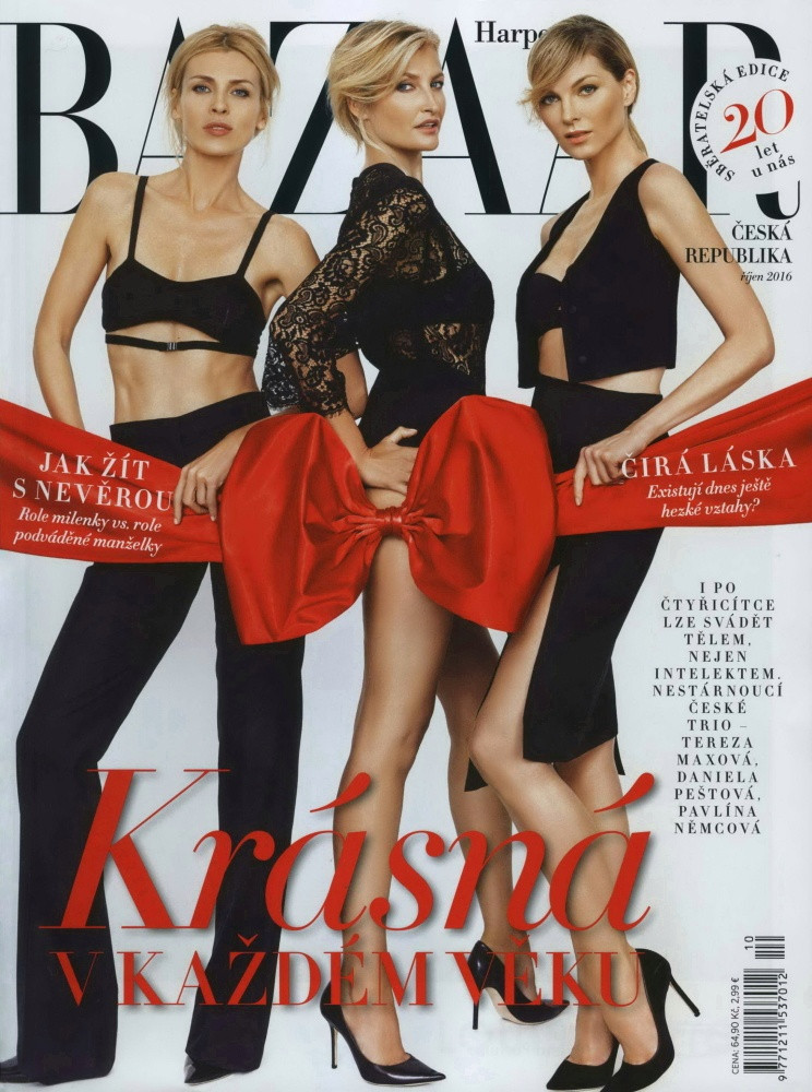 Daniela Pestova, Tereza Maxová, Paulina Nemcova featured on the Harper\'s Bazaar Czech cover from October 2016