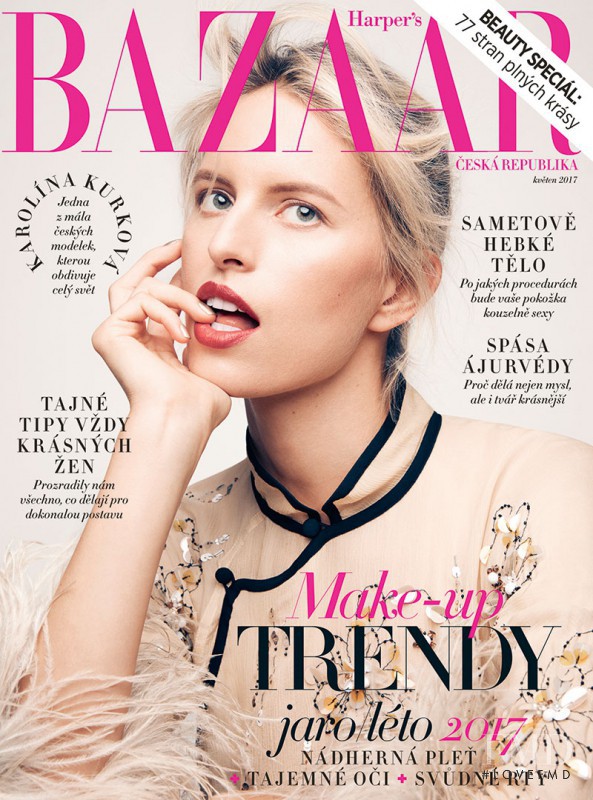 Karolina Kurkova featured on the Harper\'s Bazaar Czech cover from May 2017