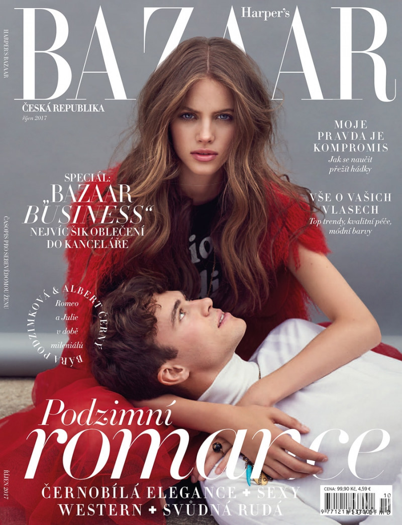 Bara Podzimkova featured on the Harper\'s Bazaar Czech cover from October 2017