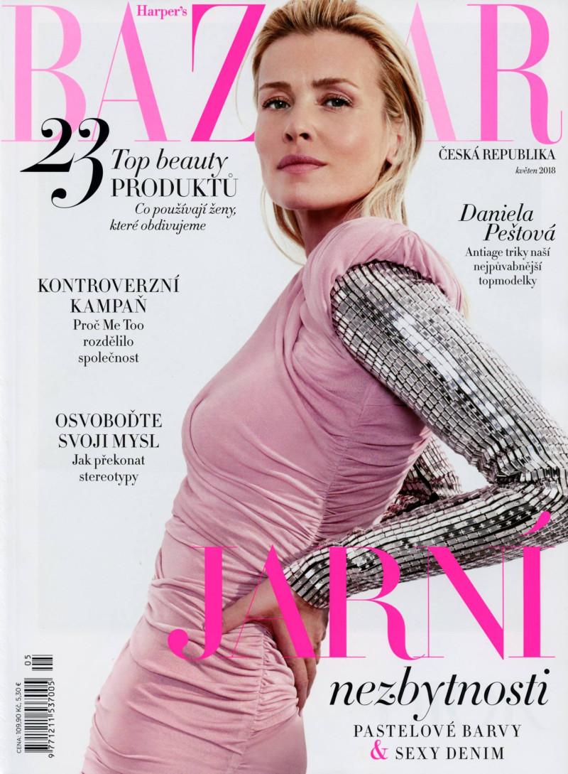 Daniela Pestova featured on the Harper\'s Bazaar Czech cover from May 2018