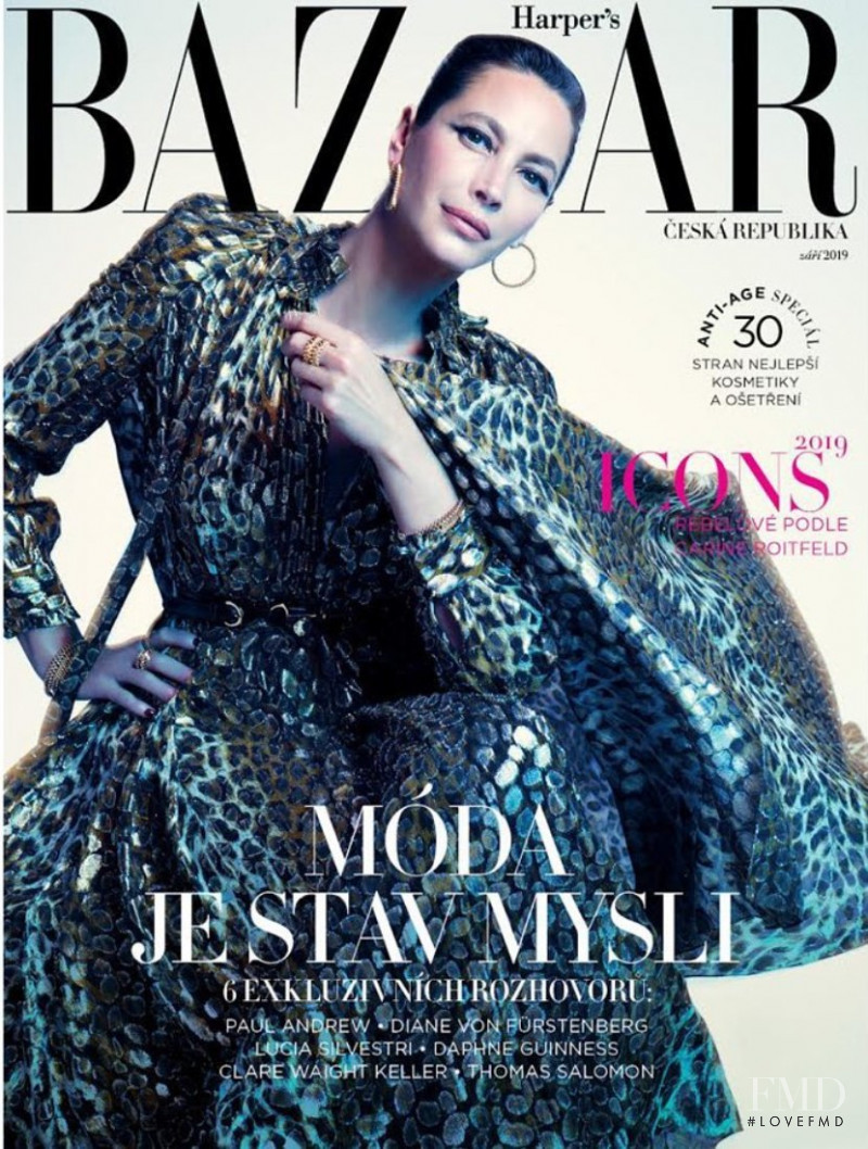 Christy Turlington featured on the Harper\'s Bazaar Czech cover from September 2019