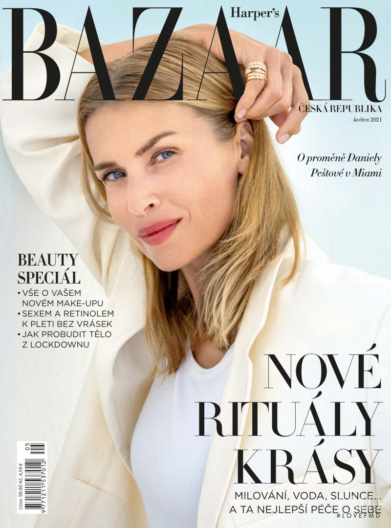 Daniela Pestova featured on the Harper\'s Bazaar Czech cover from May 2021