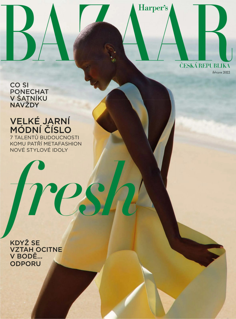 Adot Gak featured on the Harper\'s Bazaar Czech cover from March 2022