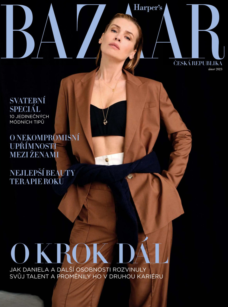 Daniela Pestova featured on the Harper\'s Bazaar Czech cover from February 2023