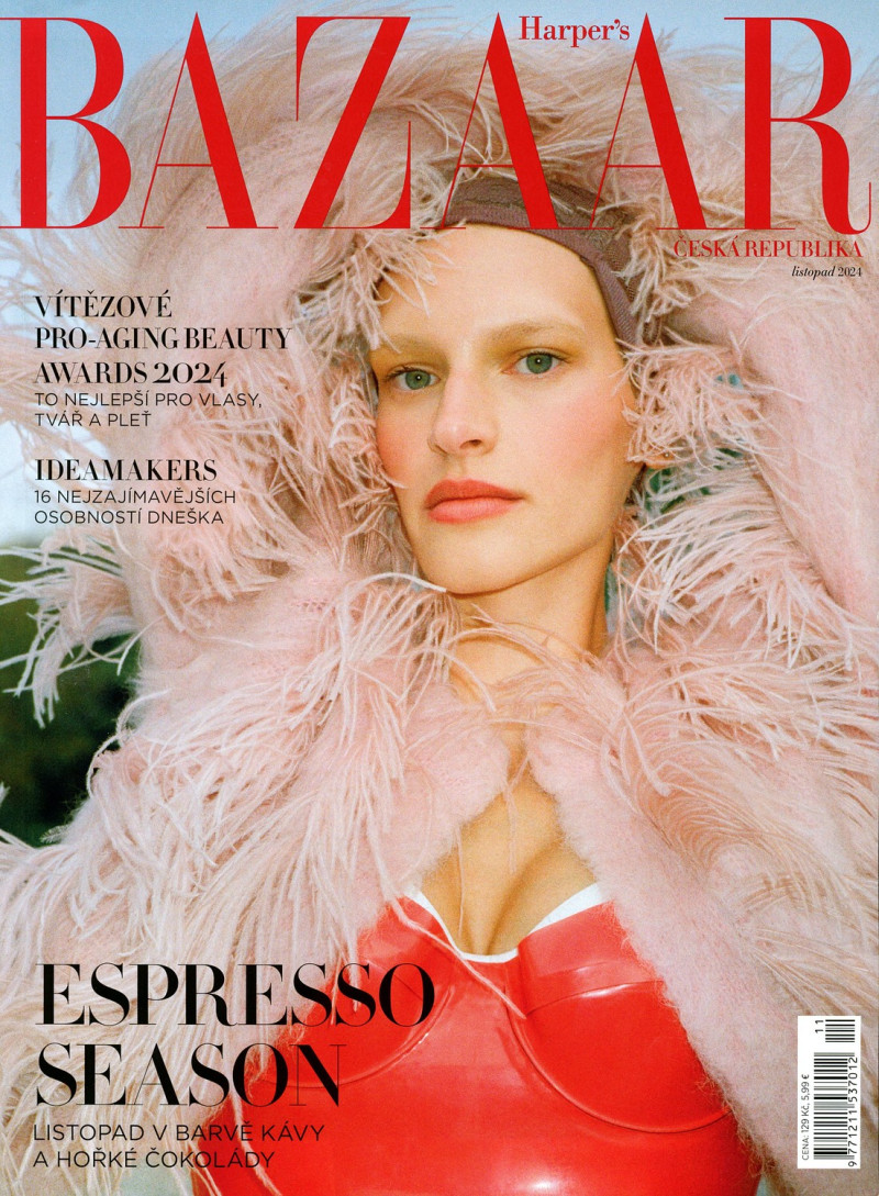 Karolina Capkova featured on the Harper\'s Bazaar Czech cover from November 2024