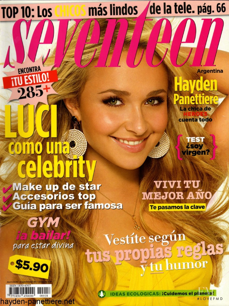 Hayden Panettiere featured on the Seventeen Argentina cover from April 2008