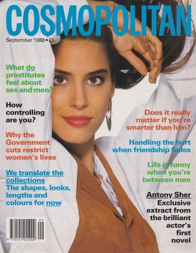 Sonia Resika featured on the Cosmopolitan UK cover from September 1988