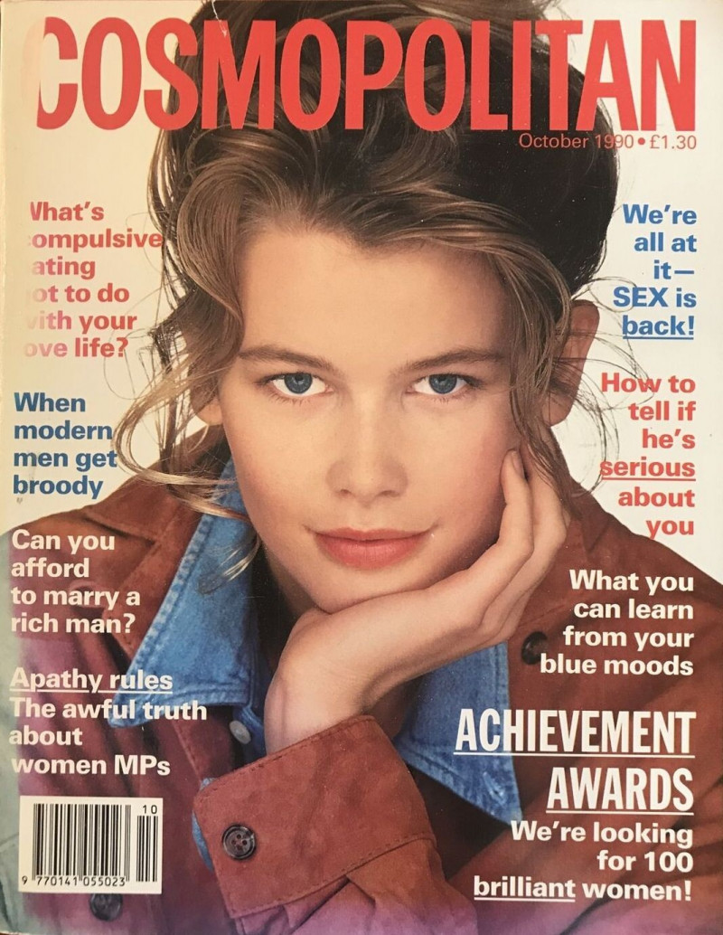 Claudia Schiffer featured on the Cosmopolitan UK cover from October 1990
