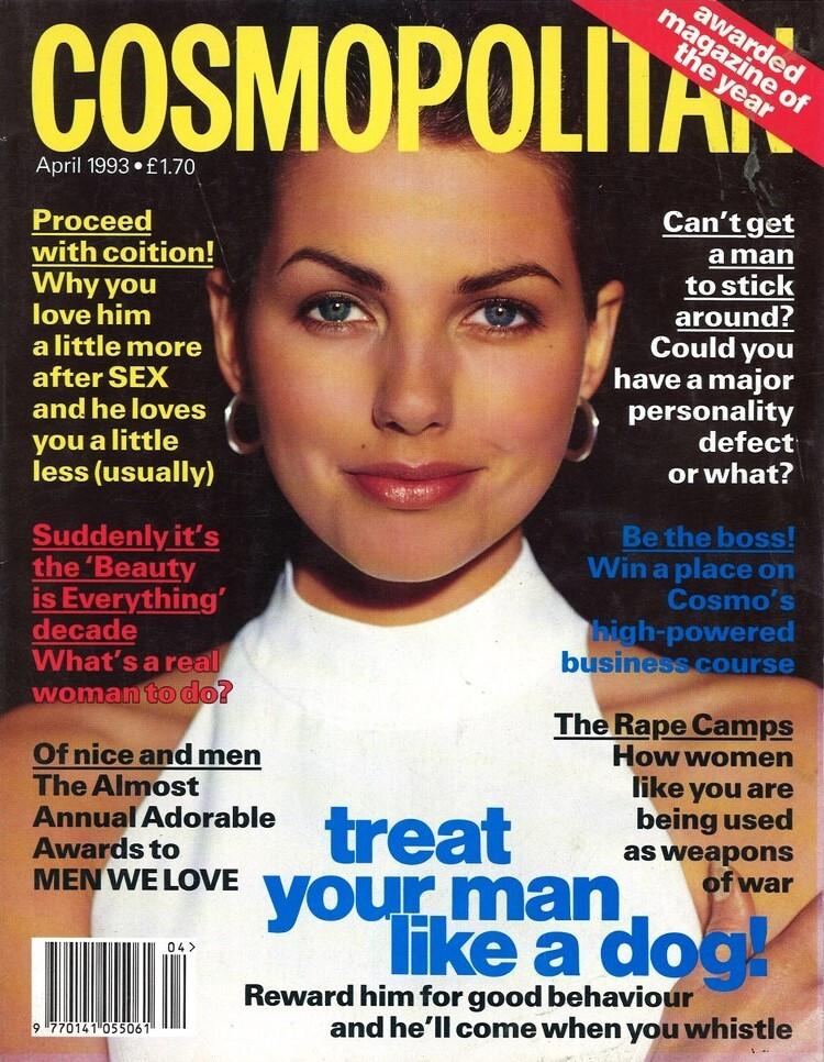 Vanessa Brown featured on the Cosmopolitan UK cover from April 1993