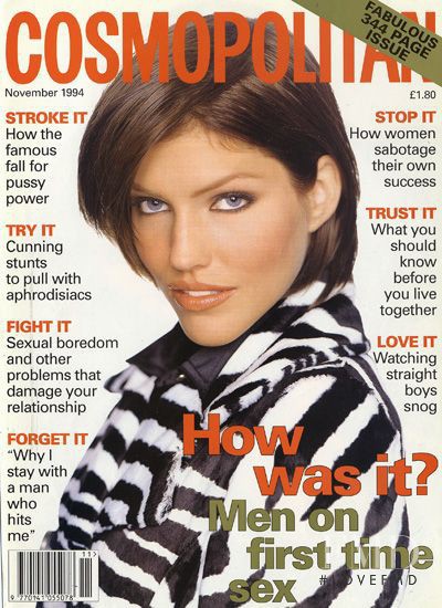 Tricia Helfer featured on the Cosmopolitan UK cover from November 1994