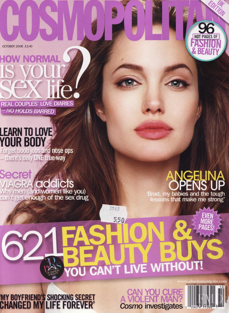 Angelina Jolie featured on the Cosmopolitan UK cover from October 2008