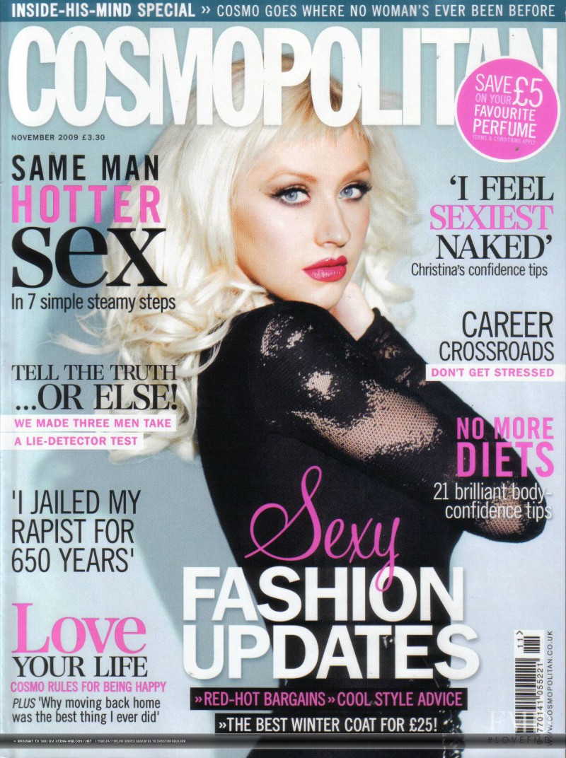 Christina Aguilera featured on the Cosmopolitan UK cover from November 2009