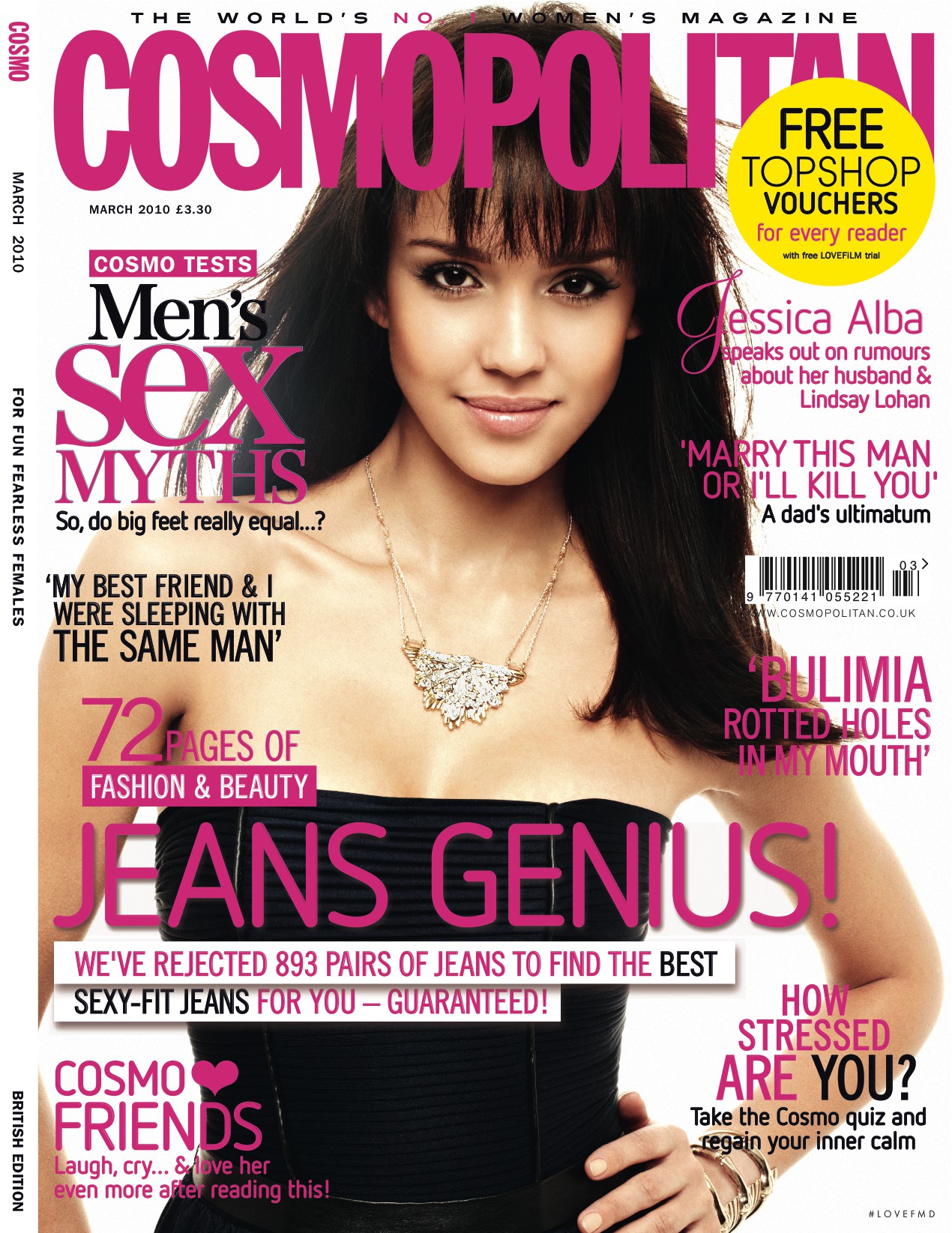Cover of Cosmopolitan UK with Jessica Alba, March 2010 (ID:4589 ...