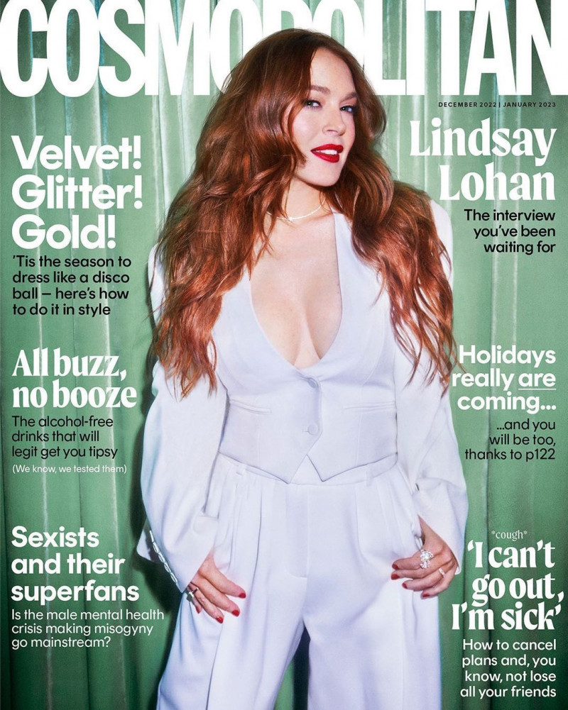 Lindsay Lohan featured on the Cosmopolitan UK cover from December 2022