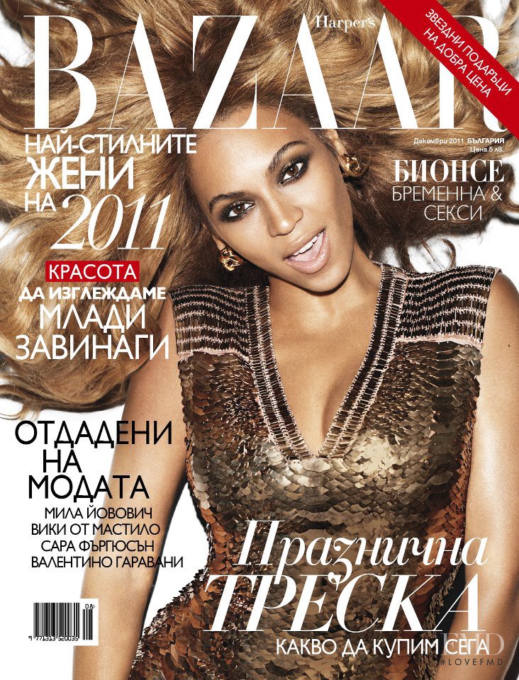 Beyoncé Knowles featured on the Harper\'s Bazaar Bulgaria cover from December 2011