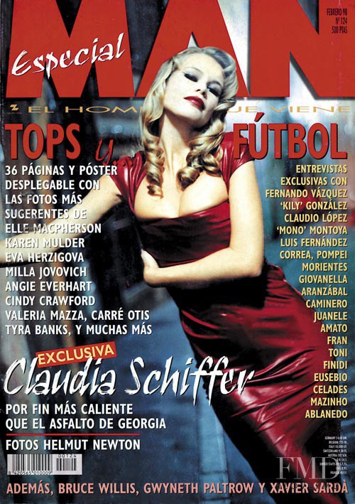 Claudia Schiffer featured on the Man cover from February 1998