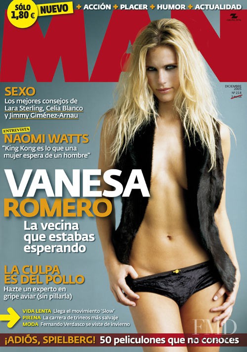 Vanesa Romero featured on the Man cover from December 2005