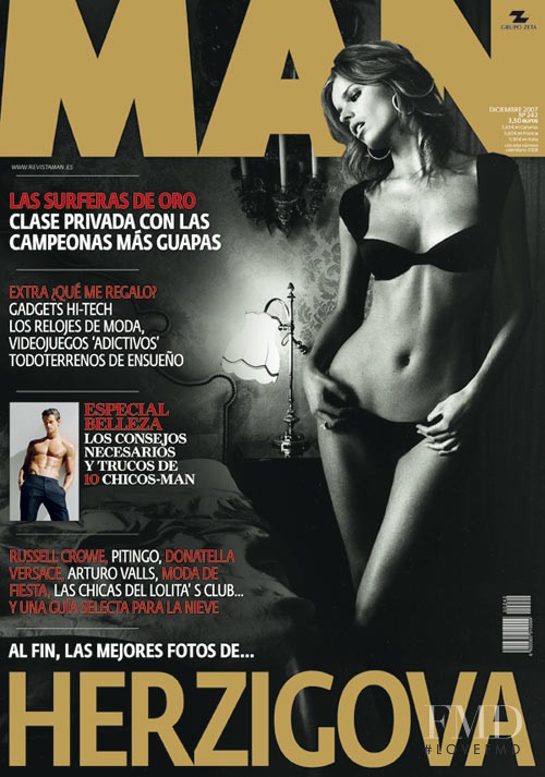 Eva Herzigova featured on the Man cover from December 2007