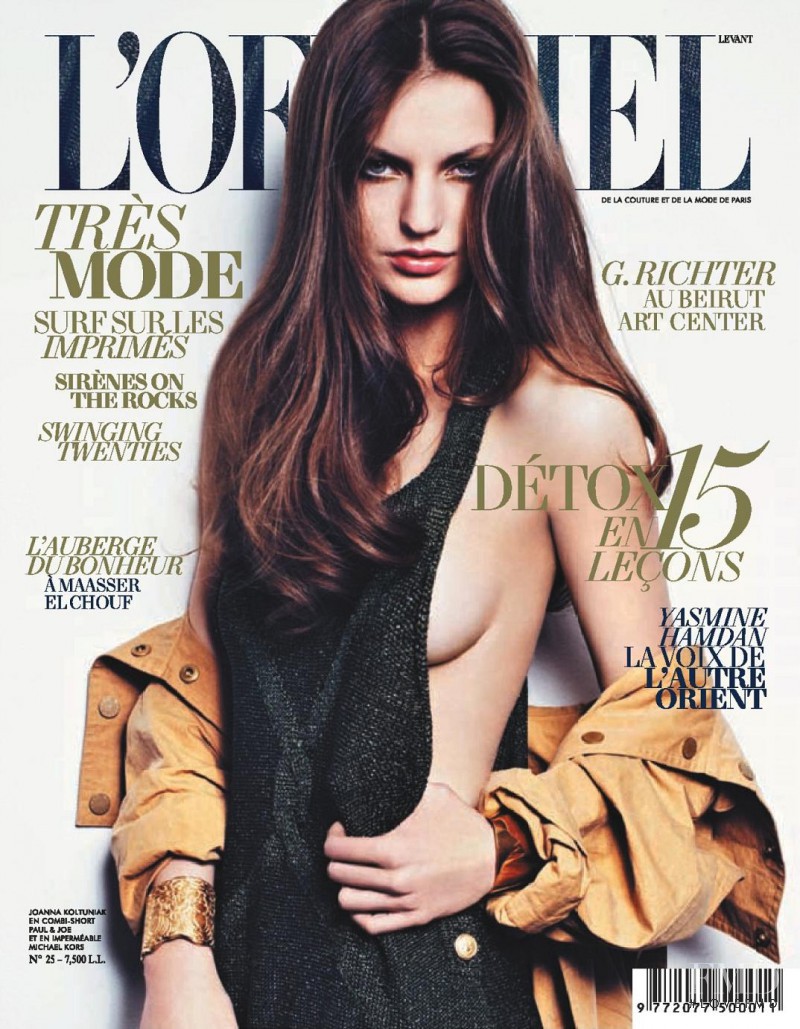 Joanna Koltuniak featured on the L\'Officiel Levant cover from May 2012