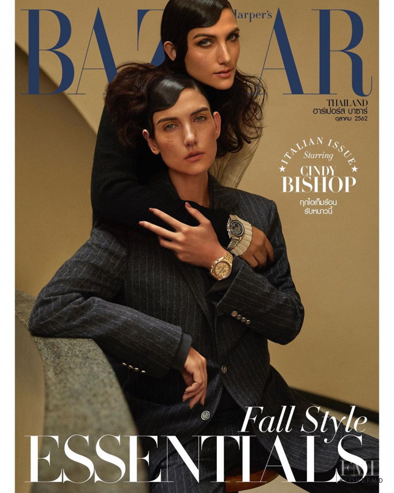 Cindy Bishop featured on the Harper\'s Bazaar Thailand cover from October 2019