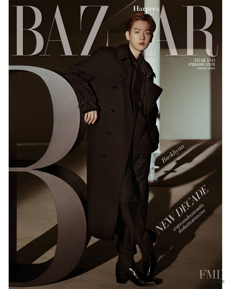 Baekhyun featured on the Harper\'s Bazaar Thailand cover from January 2021