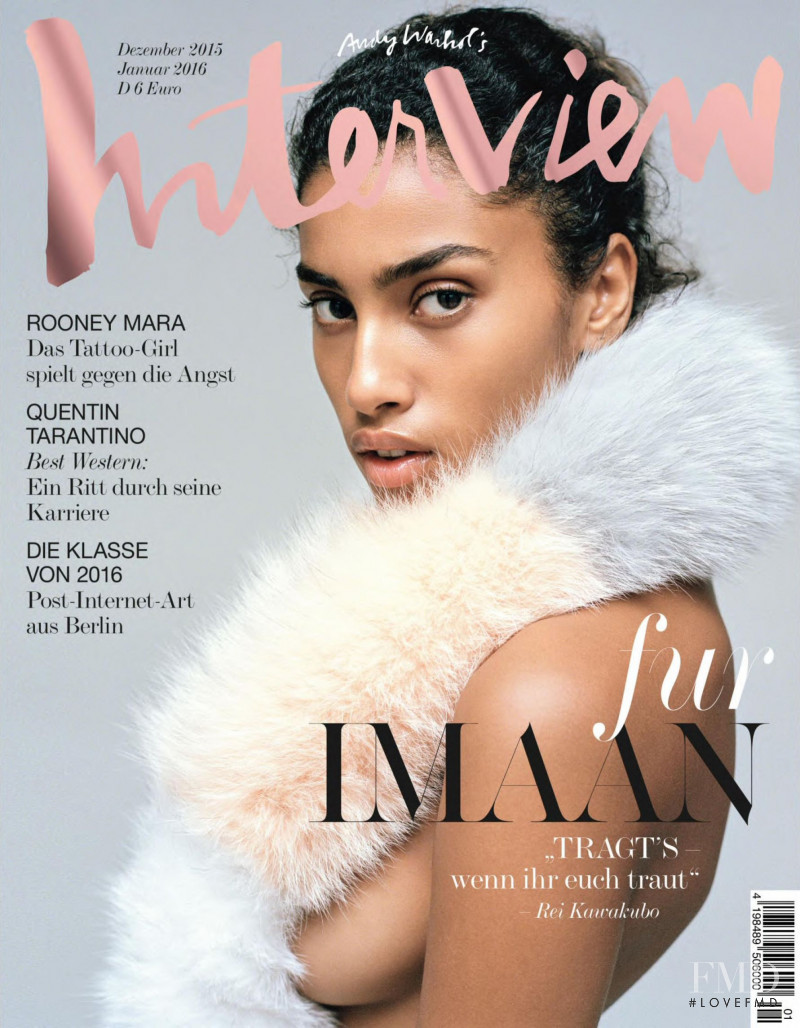 Imaan Hammam featured on the Interview Germany cover from December 2015