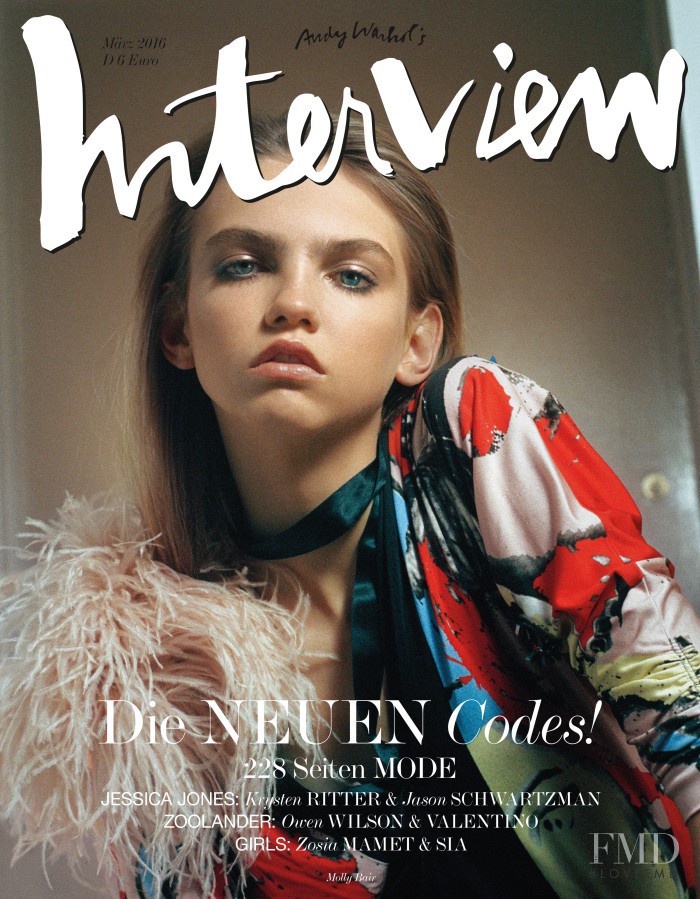 Molly Bair featured on the Interview Germany cover from March 2016