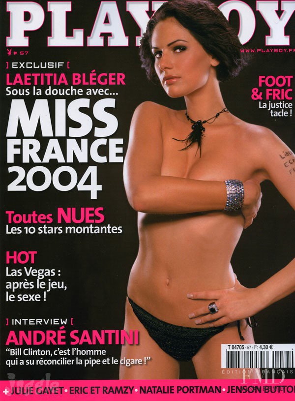 Laetitia Bléger featured on the Playboy France cover from June 2005