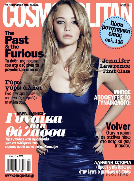Jennifer Lawrence featured on the Cosmopolitan Greece cover from June 2011