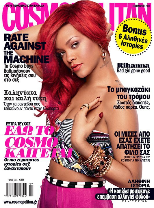 Rihanna featured on the Cosmopolitan Greece cover from September 2011