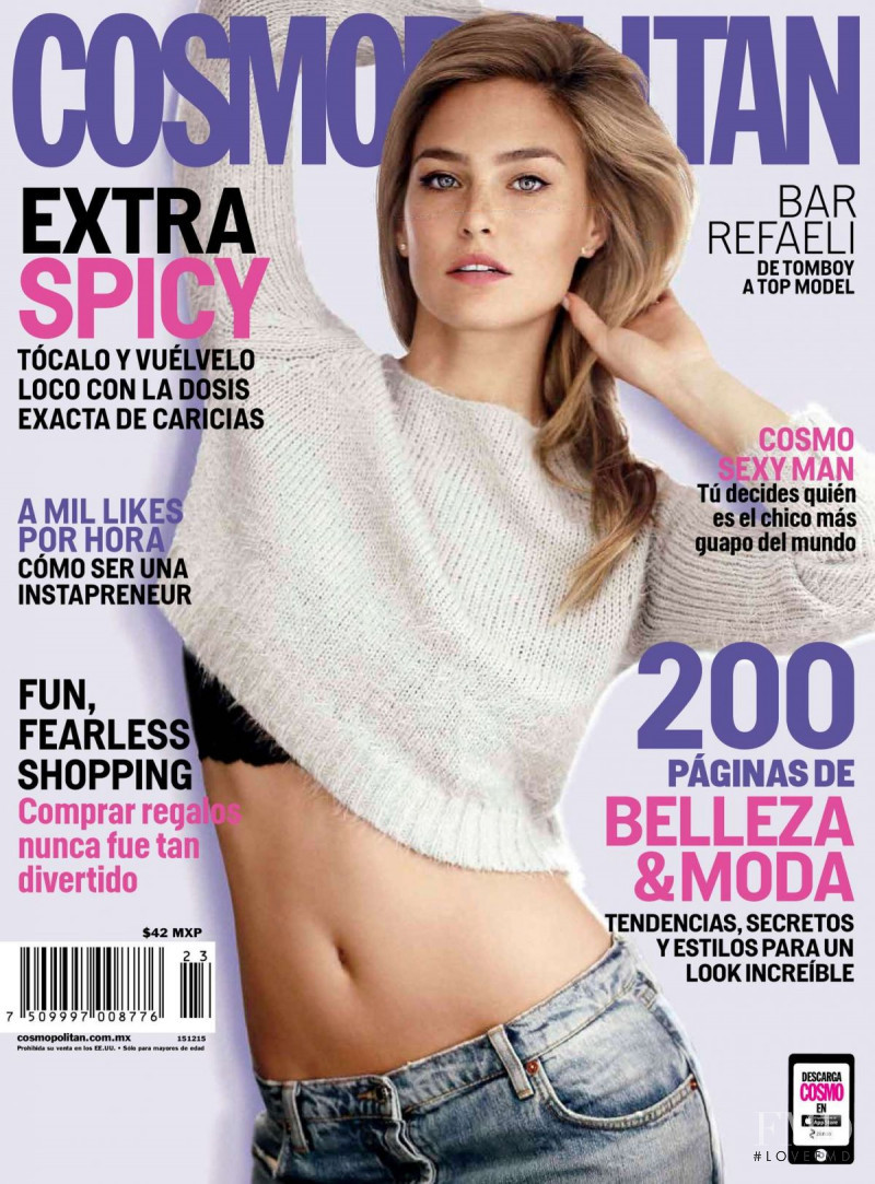 Bar Refaeli featured on the Cosmopolitan Mexico cover from December 2015