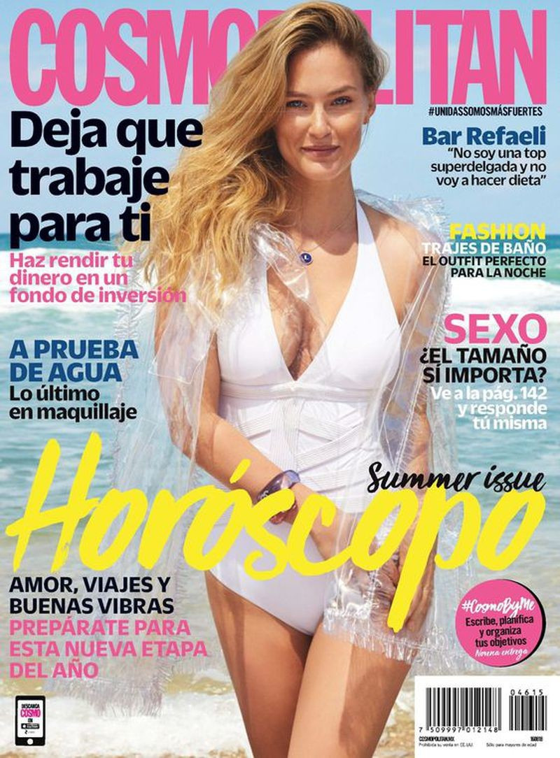 Bar Refaeli featured on the Cosmopolitan Mexico cover from August 2018
