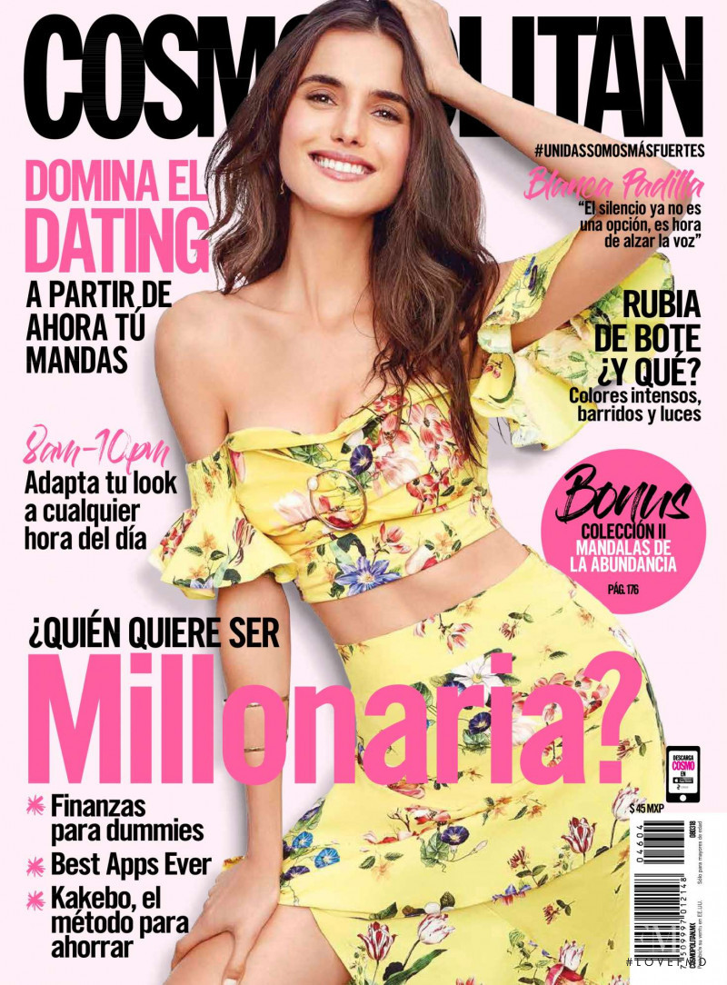 Blanca Padilla featured on the Cosmopolitan Mexico cover from February 2018