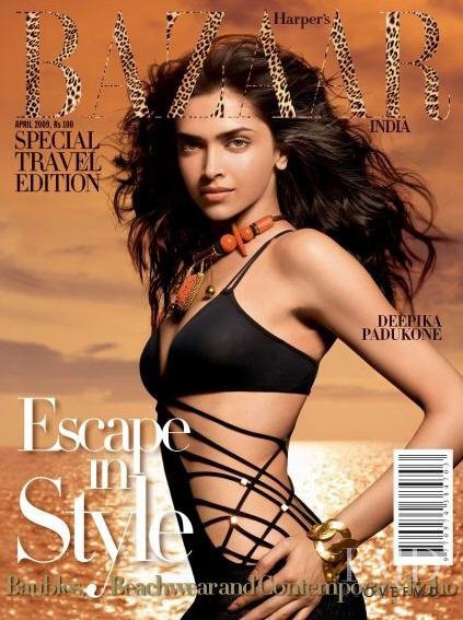 Deepika Padukone featured on the Harper\'s Bazaar India cover from April 2009