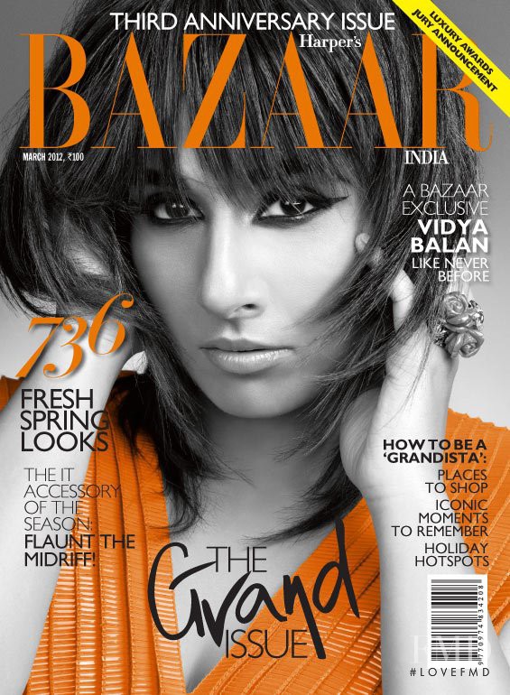 Vidya Balan featured on the Harper\'s Bazaar India cover from March 2012