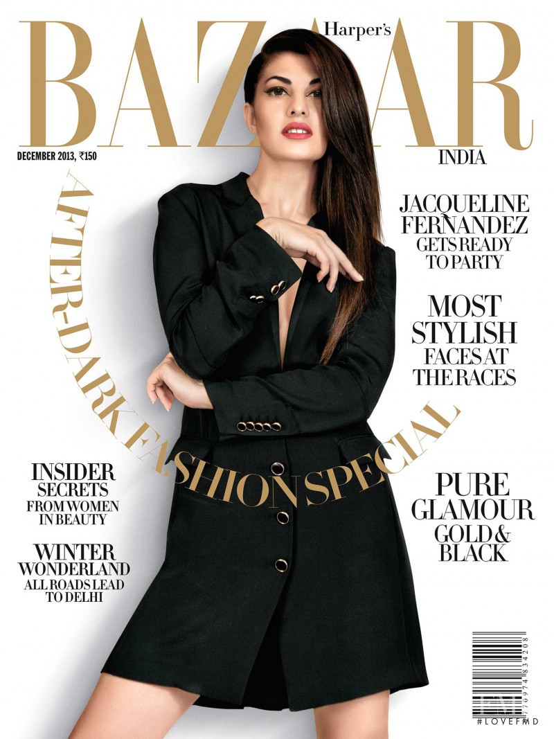 Jacqueline Fernandez featured on the Harper\'s Bazaar India cover from December 2013