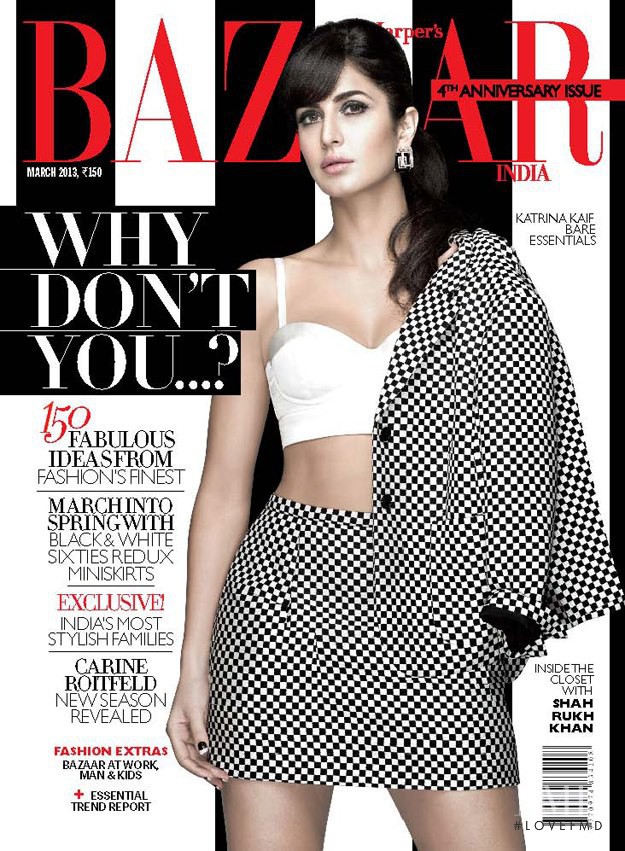 Katrina Kaif featured on the Harper\'s Bazaar India cover from March 2013
